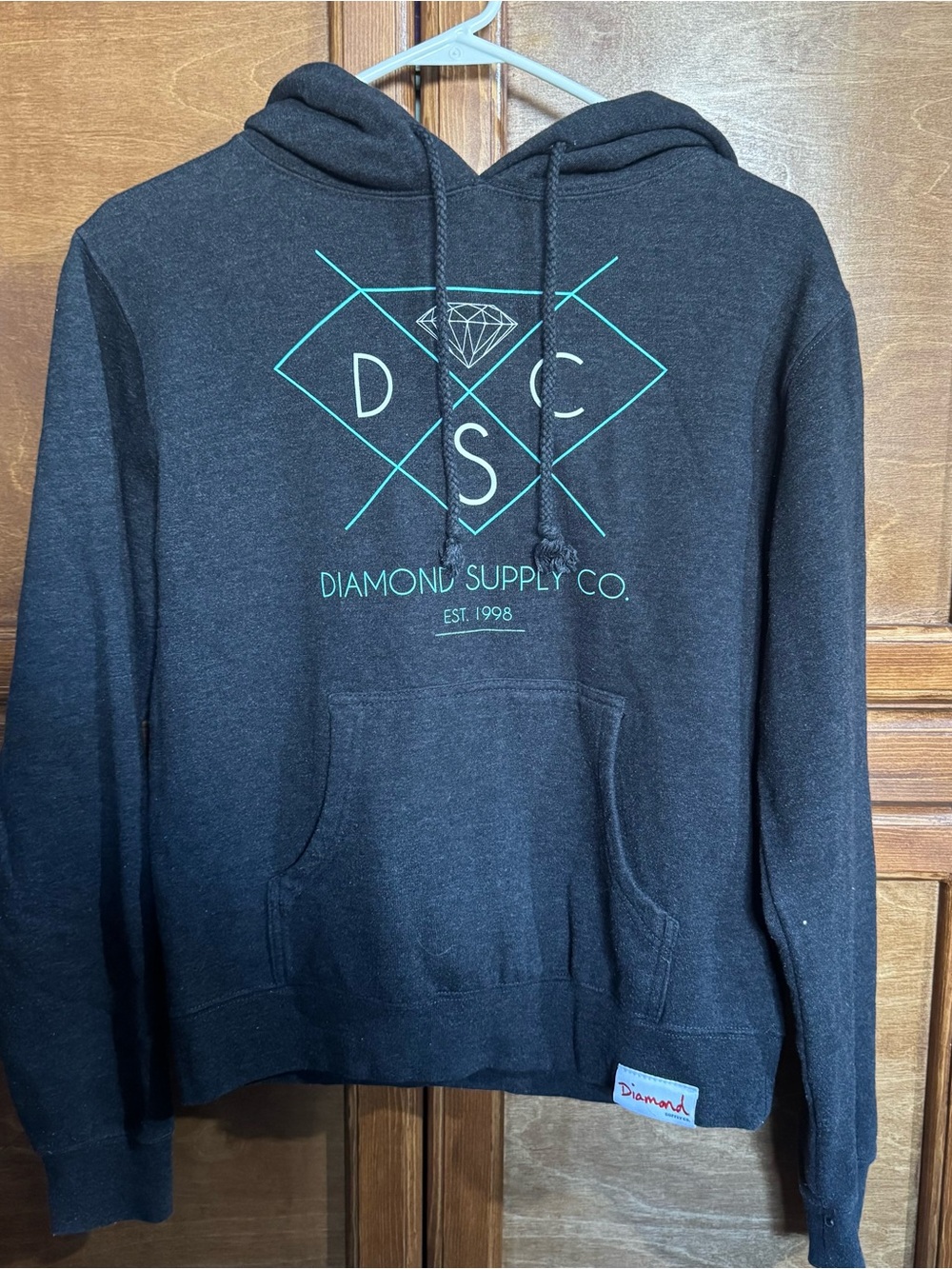 Diamond Supply Co. Black Hoodie with Teal Graphic